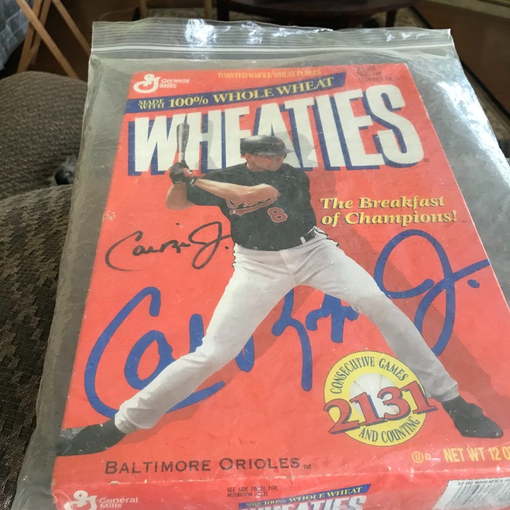 Signed Cal Ripken Junior Wheaties box signed autograph Rare